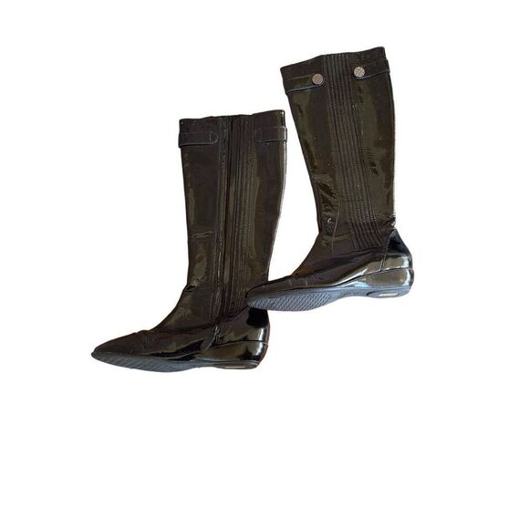 Cole Haan Womens Black Patent Leather Full Zip Knee High Flat Tall Boots Size 6 - Picture 6 of 6